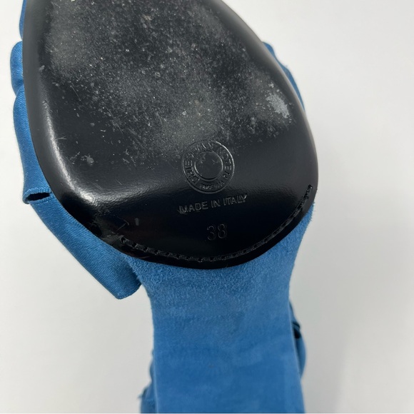 Dries Van Noten SS17 Blue Satin Suede Slingback Bow Snake Sandals Heels 38 8 - Picture 14 of 15